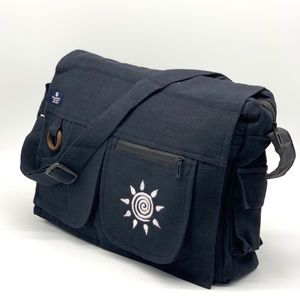 Large Laptop Messenger Bag Swirl Sun Embroidery